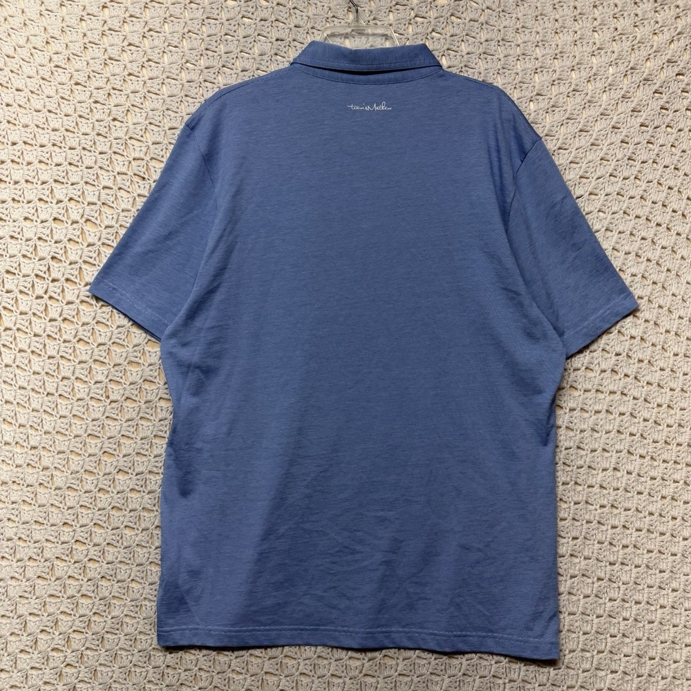 Travis Mathew Polo Shirt Mens XL Blue Striped‎ Short Sleeve Golf Performance - Picture 2 of 8